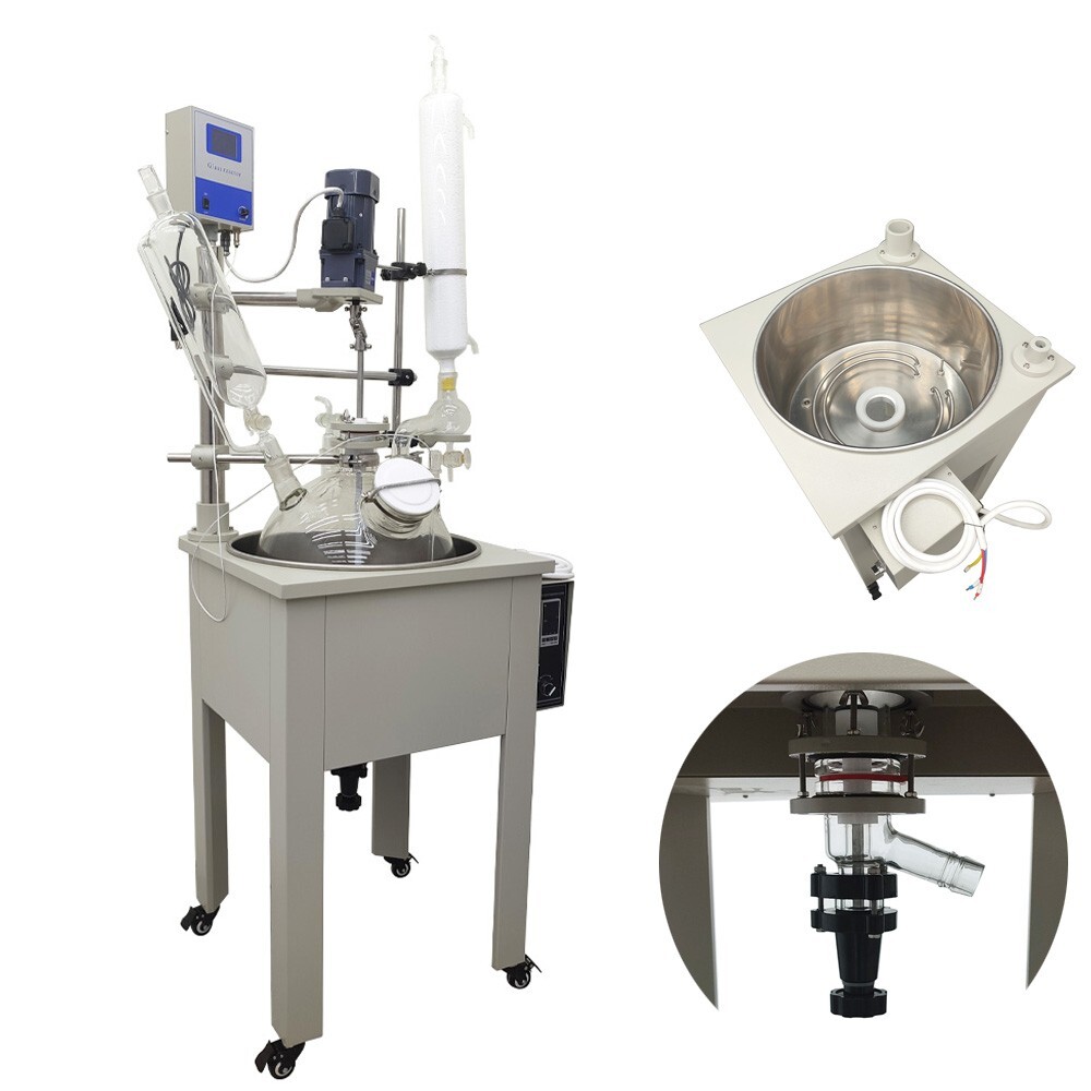 30L Single Layer Glass Jacketed Chemical Reactor Heating Distillation Reaction