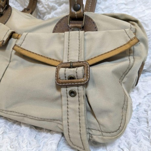 Miu Miu Archive Boston Handbag Brown Beige Leather Cotton Used Gently Auth JAPAN - Picture 3 of 20