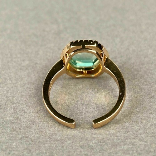 Joy Dravecky Chloe Hexagon Green Stone Gold Plated Brass Adjustable Ring NEW - Picture 2 of 4