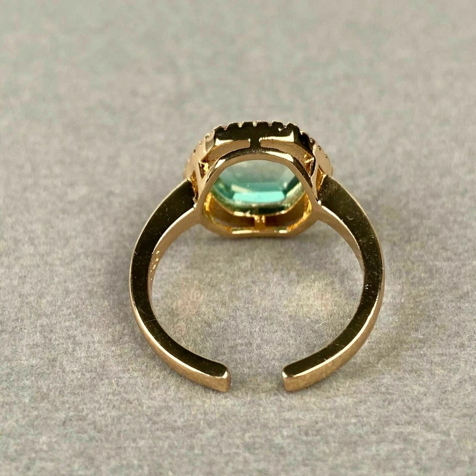 Anillo ajustable Joy Dravecky Chloe hexagonal piedra verde chapado en oro latón NUEVO  Foto 2 de 4