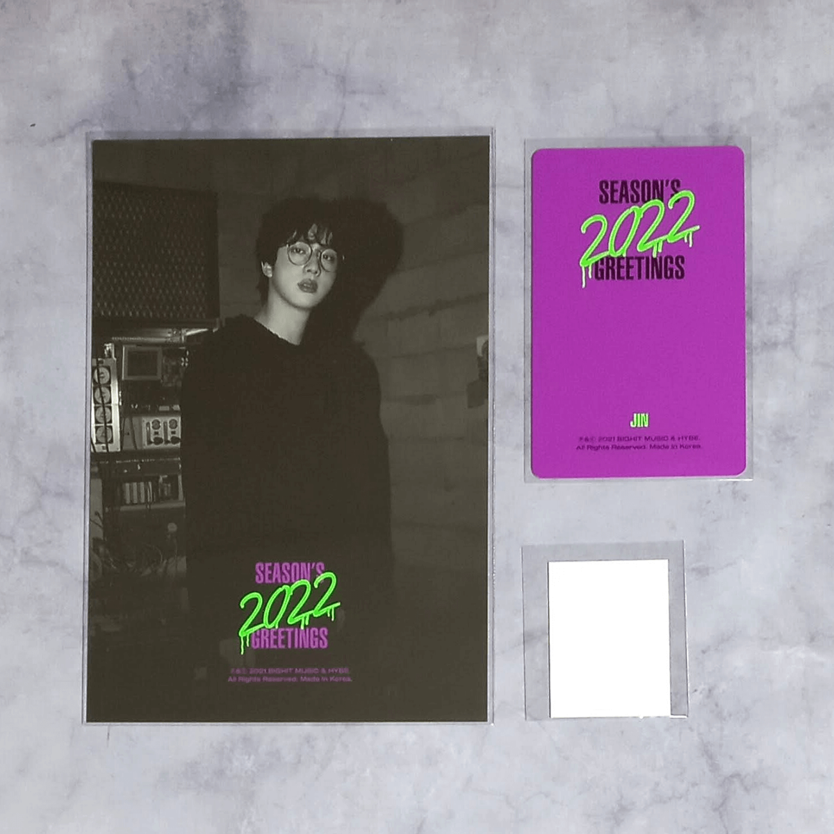 BTS ジン カードカレンダー 2021-2022 BTS 2022 Season's Greetings Photo Card Postcard ID Photo - Jin Set