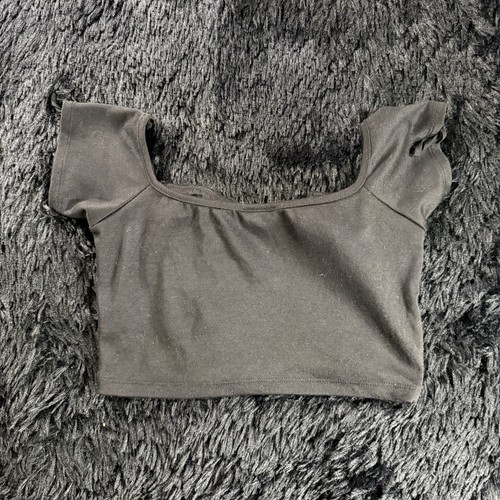 Top Corto Arcilla EE. UU. Negro Hombro Descubierto Minimalista Coqueta Baddie Estético Talla M - Imagen 6 de 6