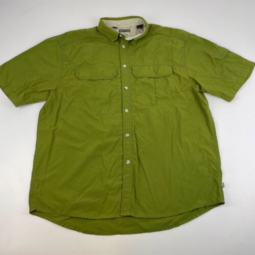 REI Mens Size L UPF 50+ Vented Fishing Hiking Outdoor Short Sleeve Green *Read