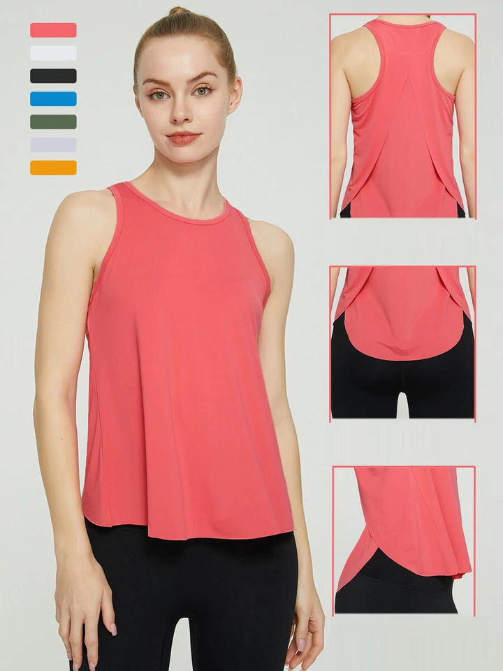 Ice Silk Workout Tank Tops for Women Cool-Dry Sleeveless Loose Fit Yoga Shirts - image 2 of 4
