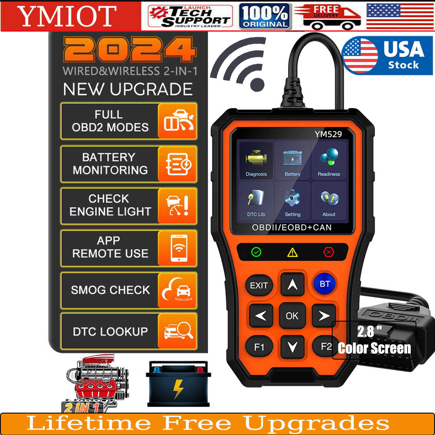 NEW OBD2 Scanner Code Reader OBDII Check Engine Car Diagnostic Tool W/Bluetooth-image