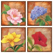 Flower Garden Beauties Wall Decal Set Vintage Style Home Decor Bundle