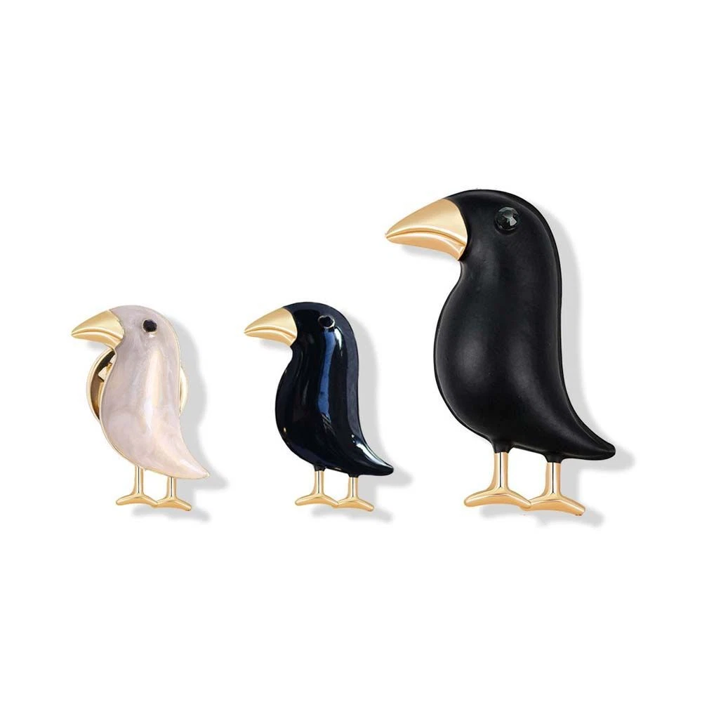 Bird Enamel Black Shawl Buckle Crow Pendant Crow Brooch Animal