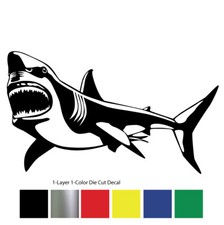 Sea Life - Great White Shark 2 Jaws Diver Car Truck Bumper Die Cut Decal Sticker