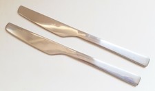 2 vtg M&S knives brushed satin stainless 8⅝" 21.8 cm, serrated blade squared tip