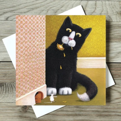 TOMCAT CARDS Funny Black & White Cat Greeting Card A Wee Crush Vicky Mount Humorous Greetings