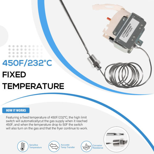PP10084 High Limit Switch For Pitco Fryers Hi Limit Safety Thermostat 450F 45C+ - Picture 6 of 17
