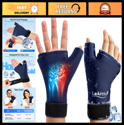 Wrist Ice Pack Wraps with Thumb Brace - Reusable Gel Gloves for Hot & Cold Thera