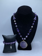 Confezione Collana E Bracciale Ametista Tono Argento E Oro 2pz 71,0g