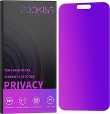 Tempered Glass Privacy Screen Protector for iPhone 15/16 6.1 Inch Anti Spy Purpl