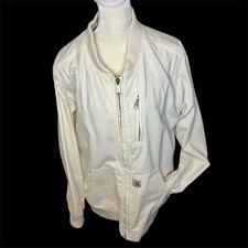 Carhartt Jacket 1X (16W/18W) Rugged Flex Relaxed Fit Canvas Bomber Off-White