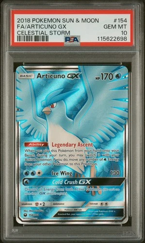 Pokemon Articuno GX Card 154/168 Celestial Storm PSA 10