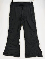 Lululemon Wide Leg Studio Pants 8 Black Pinstripe Drawstring Liner