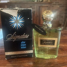 Vintage Max Factor  Signature Aftershave  5 Oz Unopened Full Discontinued W/Box