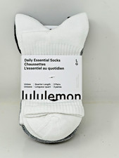 Lululemon Daily Essential Sock Size L Mens 8-10.5 Womens 9.5-12 Quarter 3 Pairs