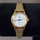 TIMEX Watch Women's Vintage Gold Tone Analog Quartz Stretch Band 5.5 inch 21 mm