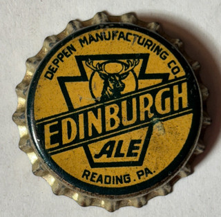 EDINBURGH ALE BEER BOTTLE CAP READING PA TAX SEAL KEYSTONE 1934 37; UNUSED CORK
