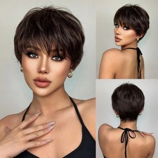 Women's Wig Short Layered Pixie Cut Wigs With Hair Bangs Natural-looking WYZM