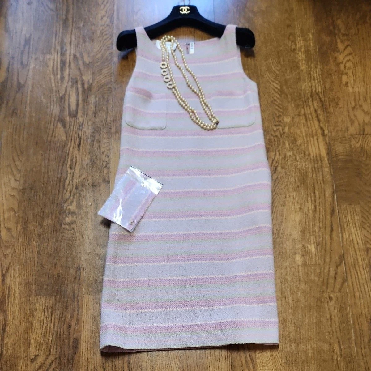Chanel — CHANEL Dress 36 Made in France Mixed Color Pocket Design Authentic SR1945