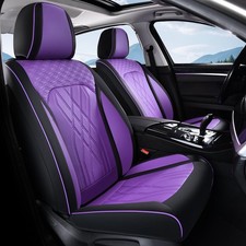Florich Seat Covers Cars Purple Leather Car Seat Covers Front Pair Breathable