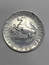 1923 NOTGELD 50 MILLIONEN Mark Coin WESTPHALEN Germany HORSE