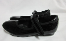 lil Girl  s Black Patent Leather Tap Shoes Freestyle Danskim Hook  Loop Size 12