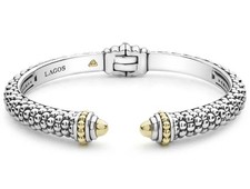 Lagos Caviar Lux Sterling Silver 18k Gold Cuff Bracelet