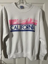 Vintage Americas Finest Sweatshirt California  Sz L White Colorful