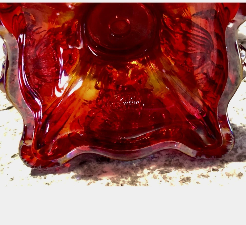 Fenton Glass Pedido Especial - Lámpara de Aceite Rosa Presznick Rojo Carnaval Amapola 84 Hecha Foto 3 de 4