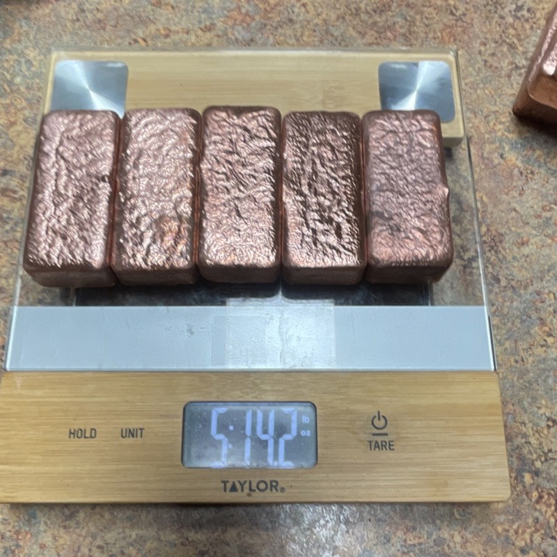 Copper Bar Ingot Lot of 5 Bulk Metal Raw Material 5 lbs 14 oz Total Weight
