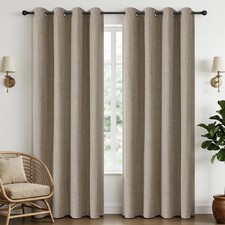 100 Blackout Curtains for Bedroom 84 inches Length 2 Panels Set,Linen Textur...