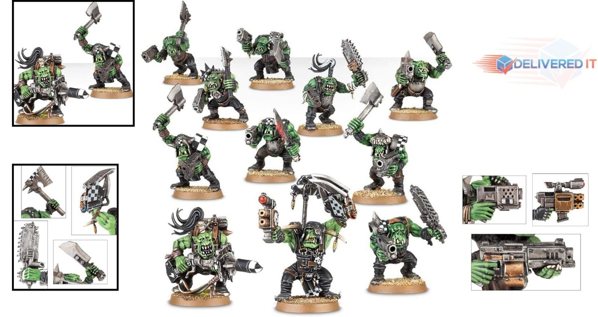 Warhammer 40k Ork ミニチュア 大量セット Warhammer 40k Ork Boyz Plastic Kit 11 Figures Poses Weapons