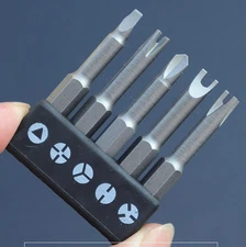 5Pcs Special Shape Magnetic Screwdriver Bit Set: U, Y, Triangle, Cross - NEW