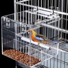 No Mess Bird Feeder for Cage, Automatic Acrylic Bird Feeder Seed Catcher Tray...