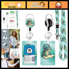 Cute Sea Turtle ID Badge Holder with Lanyard - Retractable Heavy Duty Reel, Vert