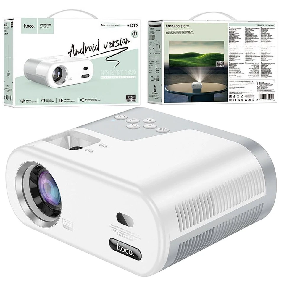 HOCO DT2 PROIETTORE SMART ANDROID HD 200" WiFi BLUETOOTH STREAMING MIRRORING WIR