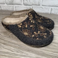Taos Woolderness 2 Women's Sz 9 EU 39 Floral Slip On Clogs Slippers Gray NWT