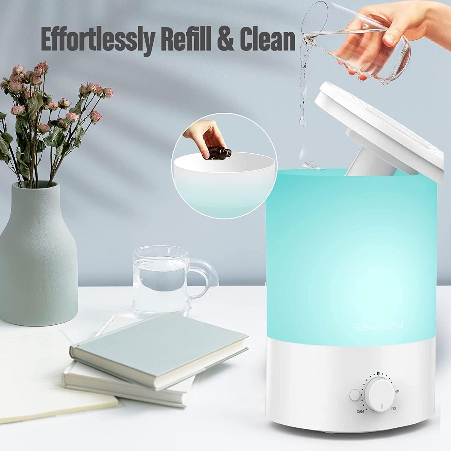 3.5L Cool Mist Humidifier with Top Refill, Large Capacity of 3.5L, Easy Safe ...
