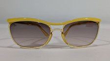 Logo Paris France women sunglasses ultra light two tone gold yellow vtg 1980s