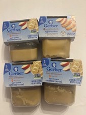 Lot of 4 Gerber 2nd Foods 8oz each 3 apple bananna cereal 1 is Apple Chicken