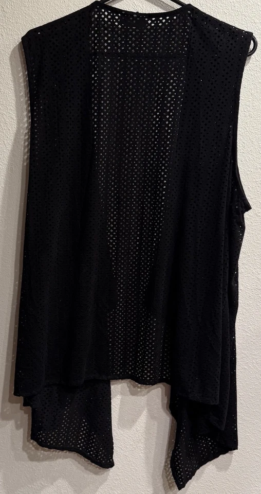 Chaleco Cascada Catherines Plus 3x Diseño Negro Ojales Abierto Boho Sin Mangas Foto 2 de 3