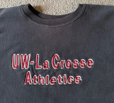 VTG 90s Champion Reverse Weave Wisconsin LaCrosse Black Sweatshirt - Size XXL