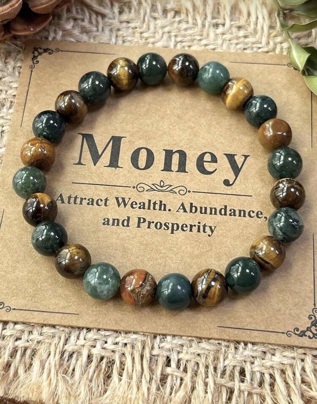 Bracelet femme protection double pierres lithothérapie en agate verte naturelle