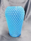 Vintage Fenton Blue Opalescent Cupped Flip Vase 1940's RARE