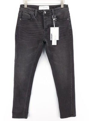 John Richmond Riven Herren Jeans W34 Schlank Schwarz Gewaschen Geknöpft Taschen
