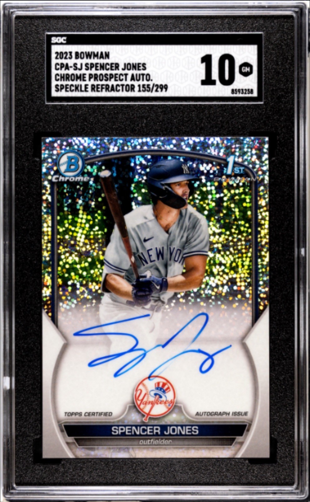 2023 Bowman Chrome 1st Spencer Jones #BCP-139 Speckle Refract Auto Mint 10 /299